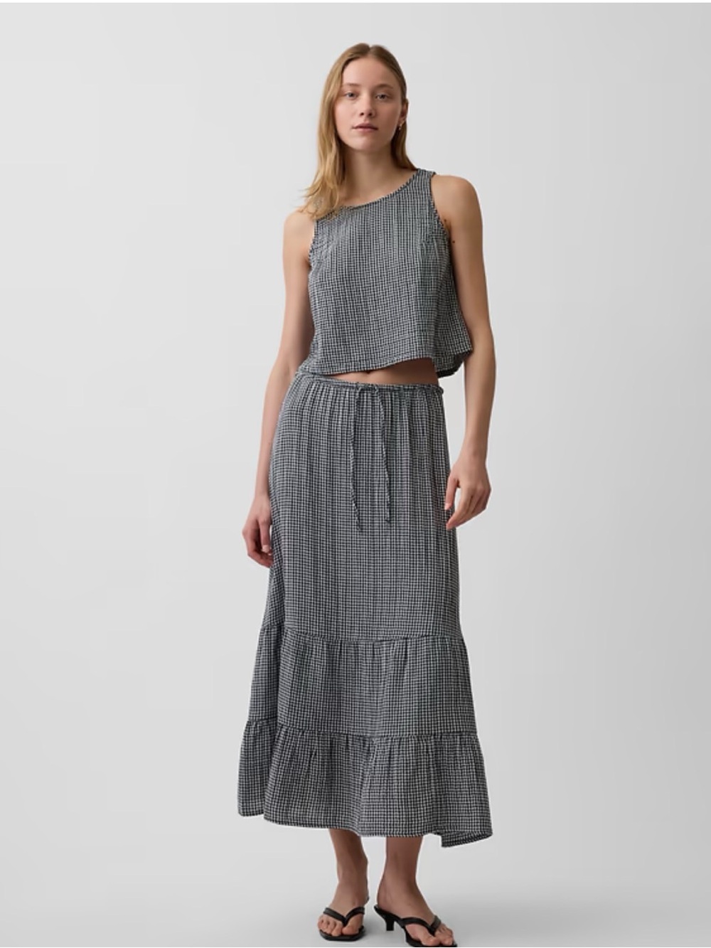 GAP Black & White Gingham Maxi Skirt